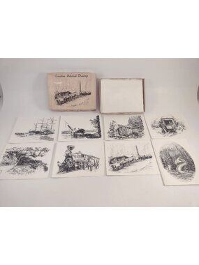 8 Hasty Note Cards Canadian Historical Drawings Art Prints Tonia Marks 1960s